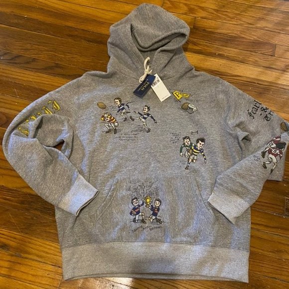 Polo Ralph Lauren Vintage Football Rugby Graphic Fleece Hoodie